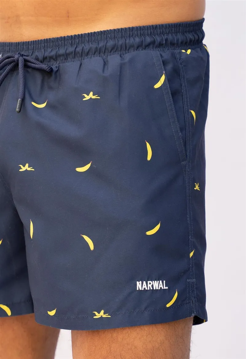 Narwal Narwal Herren vegan Badeshorts Banana Print Blau, Extra dunkelblau, – Produktbild 2 von 3