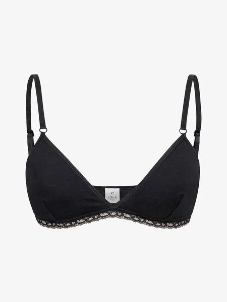 erlich textil erlich textil Merle bügelloses Bustier mit Spitzenbund aus weichem Modal, made in Europe, Schwarz, – Produktbild 4 von 5