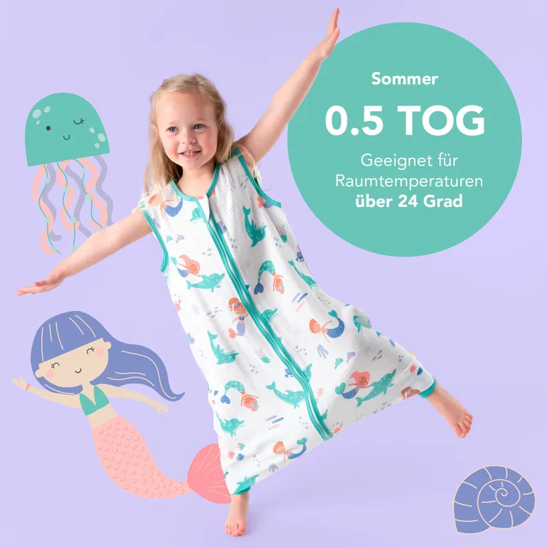 schlummersack schlummersack Schlafsack mit Füßen 0.5 Tog, Gruen, – Produktbild 2 von 5