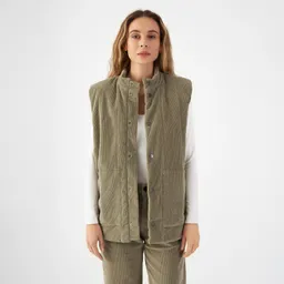 DAWN KASHEW Vest Corduroy - Padded - Sage Green - Womenswear - Sage Green / S – Produktbild 1 von 1
