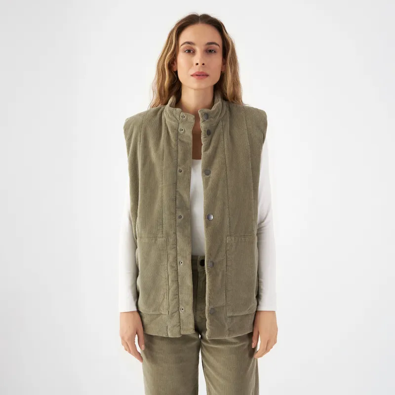 DAWN KASHEW Vest Corduroy - Padded - Sage Green - Womenswear - Sage Green / XS – Produktbild 1 von 1