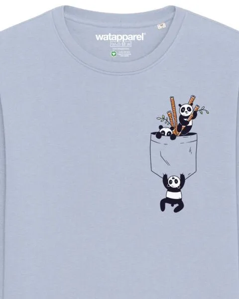 watapparel watapparel Sweatshirt Unisex Pocket Pandas, Serene blue, – Produktbild 3 von 4