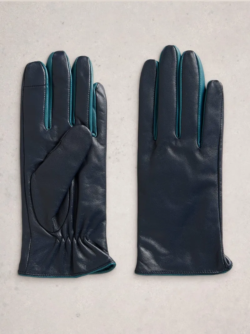 White Stuff Lederhandschuhe Carrie - S/M, Dunkelmarine, – Produktbild 1 von 2