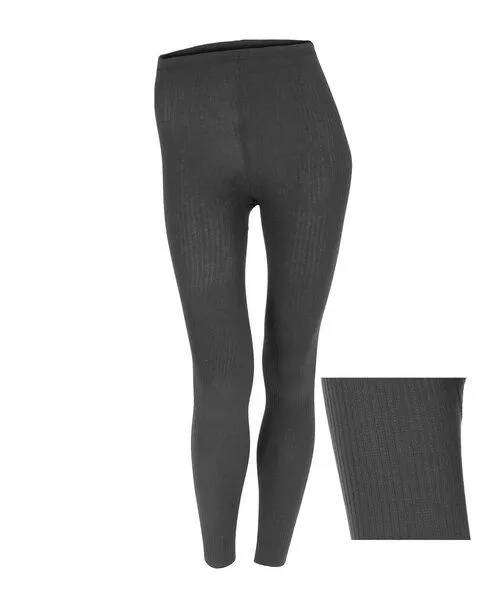 grödo grödo Damen Legging uni Ripp Strick Bio Baumwolle mi Elasthan, Catrame, – Produktbild 1 von 2