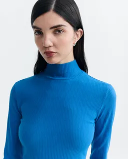 thinking mu Thinking MU Damen vegan Top Aine Gerippter Rollkragenpullover Blau – Produktbild 1 von 1