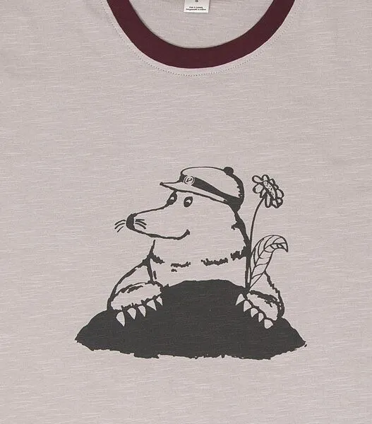 päfjes Marlene Maulwurf - päfjes Ringer Unisex T-Shirt - Fair gehandelt aus Baumwolle Slub - Bio - taupe – Produktbild 2 von 3