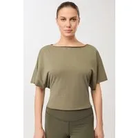 mandala MANDALA Damen vegan T-Shirt Mit Schleife Am Rücken Khaki, Olivgrün, – Produktbild 1 von 1