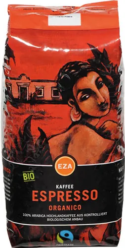 Eza EZA Fairtrade Organico Espresso, Bio-Kaffee, Ganze Bohne, 1kg – Produktbild 1 von 1