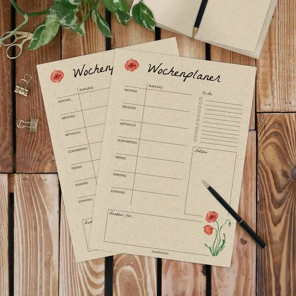 matabooks® matabooks® Kalender undatiert A4 aus Graspapier – Wochenplaner, Harmony, – Produktbild 3 von 3