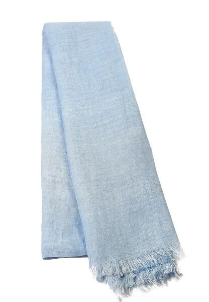 HeritageModa HeritageModa Handgefertigter Unisex-Leinenschal, Blau melange, – Produktbild 2 von 4