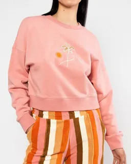 blutsgeschwister Blutsgeschwister Crew Core Sweatshirt - Happy Beach Palms Pink – Produktbild 1 von 1