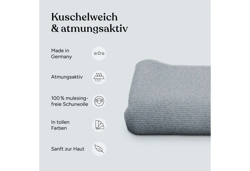 Babydecke aus Bio-Lammwolle Natur, 90 x 110 cm, Ehrenkind, atmungsaktiv & temperaturausgleichend, Beige, – Produktbild 3 von 5