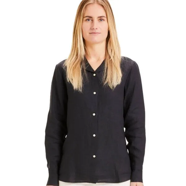 KnowledgeCotton Apparel KnowledgeCotton Apparel Sage Classic Reg Linen Shirt, Black jet, – Produktbild 1 von 4