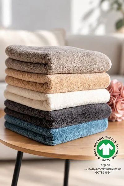 Pamukia Pamukia GOTS Frottee Handtuch | 650 GMS | aus 100 % zertifizierter Bio-Baumwolle | Essence Kollektion, Hellgrau, – Produktbild 2 von 7
