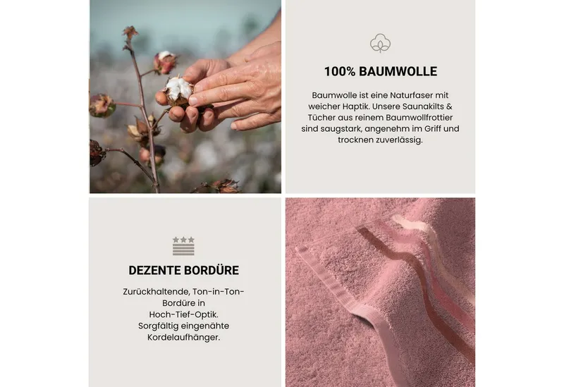 Schiesser Schiesser Handtücher Skyline Color aus 100 % Baumwolle mit eleganter Streifenbordüre, Frottier (Set, 4-St), OEKO-TEX® MADE IN GREEN, Rosa, – Produktbild 4 von 5