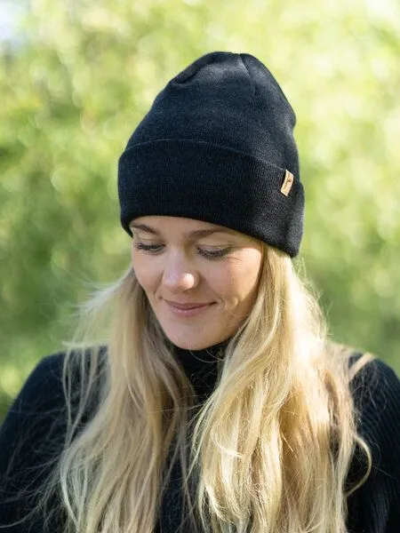 FUXBAU FUXBAU Merino Kork Beanie, Anthrazit, – Produktbild 4 von 4