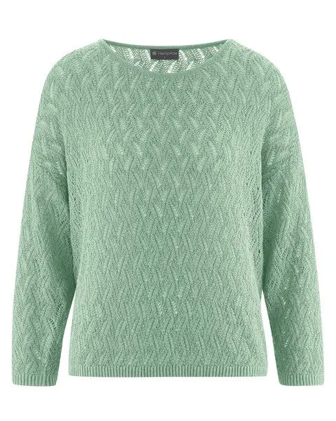 HempAge HempAge Ajoure Pullover Hanf/Biobaumwolle, Menta (grün), – Produktbild 1 von 4