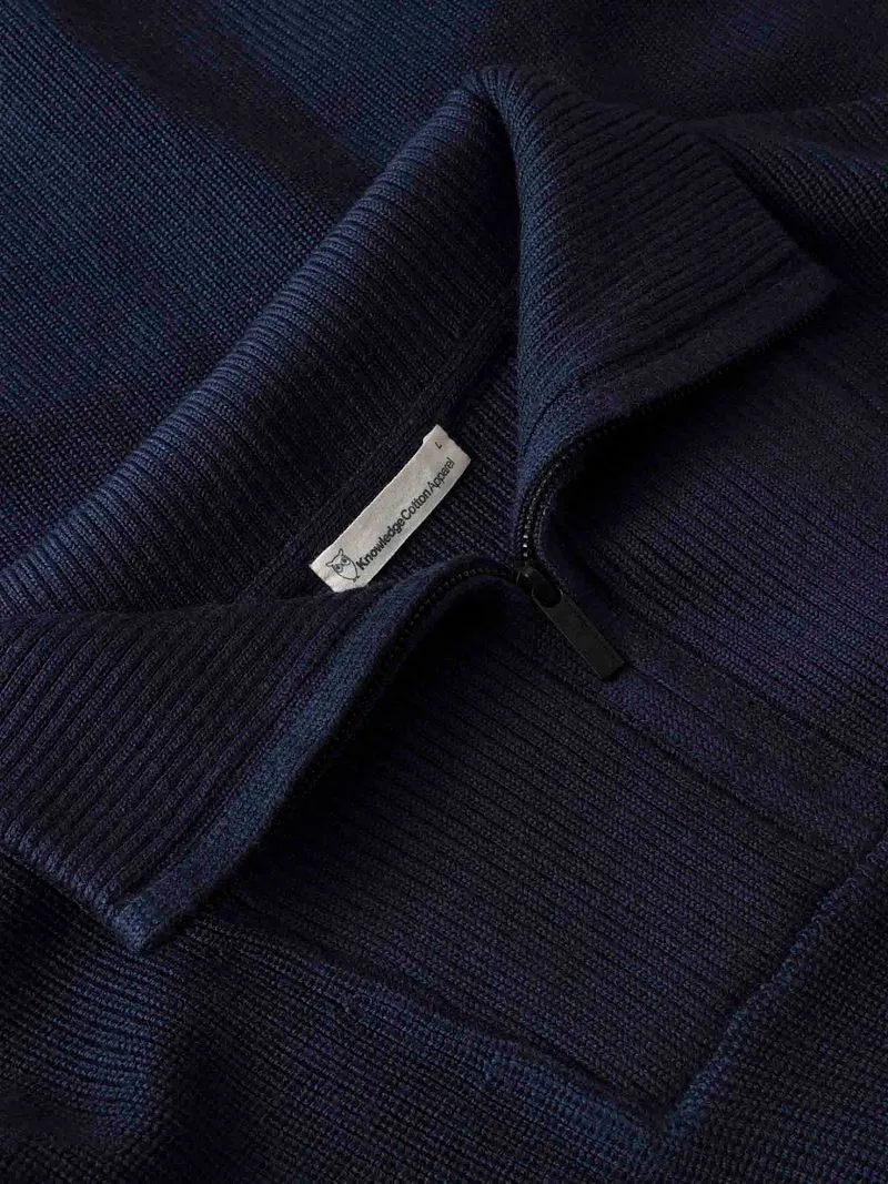 KnowledgeCotton Apparel Knowledge Cotton Apparel Wollpullover Half Zip Marine - Größe M, Blau, – Produktbild 5 von 5