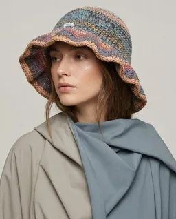 KnitToChange KnitToChange Handgehäkelte Bucket Hat mit breiter Krempe – Multicolor – Produktbild 1 von 1