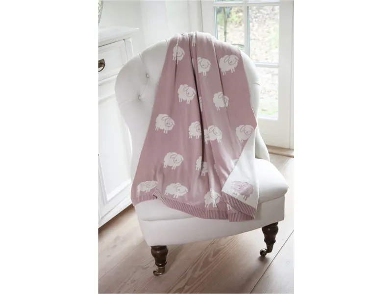 HANS NATUR HANS NATUR Babydecke Bio-Baumwolle, Schäfchen Maße 80 x 100 cm, Rosa, – Produktbild 2 von 2