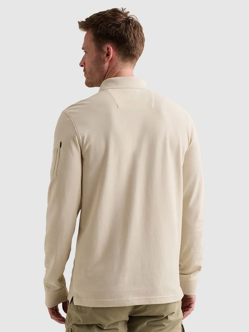 PME Legend PME Legend American Classic Longsleeve Poloshirt Bone White, Wollweiß, – Produktbild 5 von 5