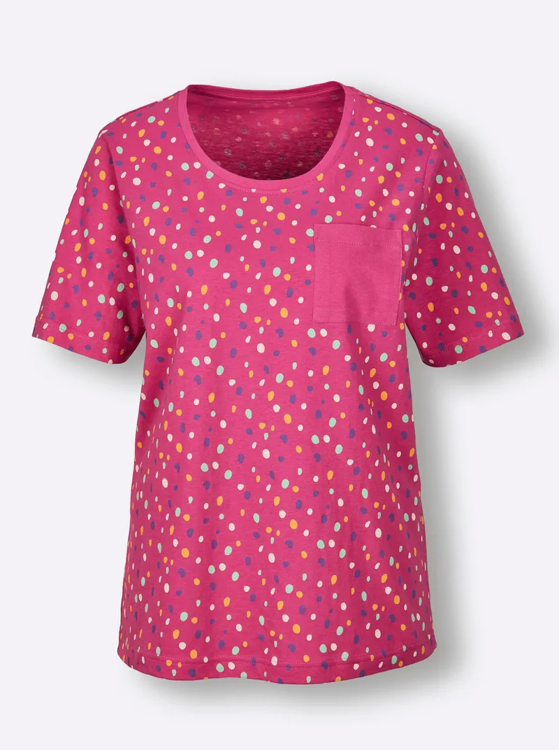 wäschepur Schlafanzug-Shirt fuchsia-bedruckt, Fuchsia-bedruckt, – Produktbild 1 von 2
