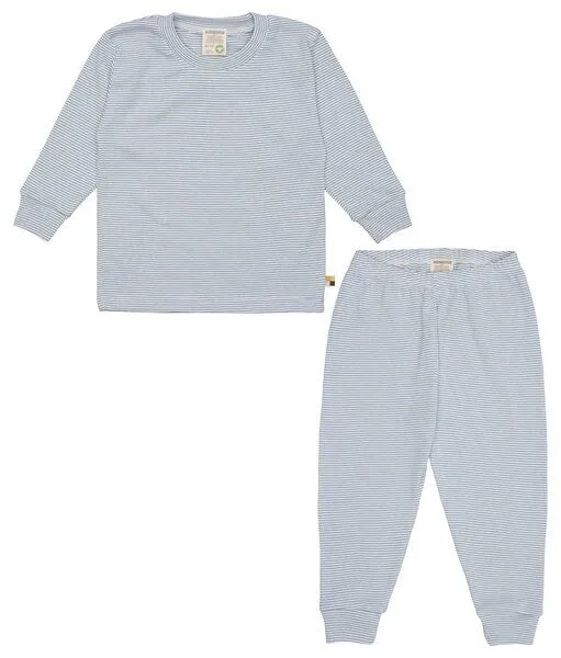 loud + proud loud + proud Babys & Kinder Schlafanzug, Pyjama Streifen aus Feinripp, GOTS-zertifiziert, Dusk/blau, – Produktbild 1 von 4