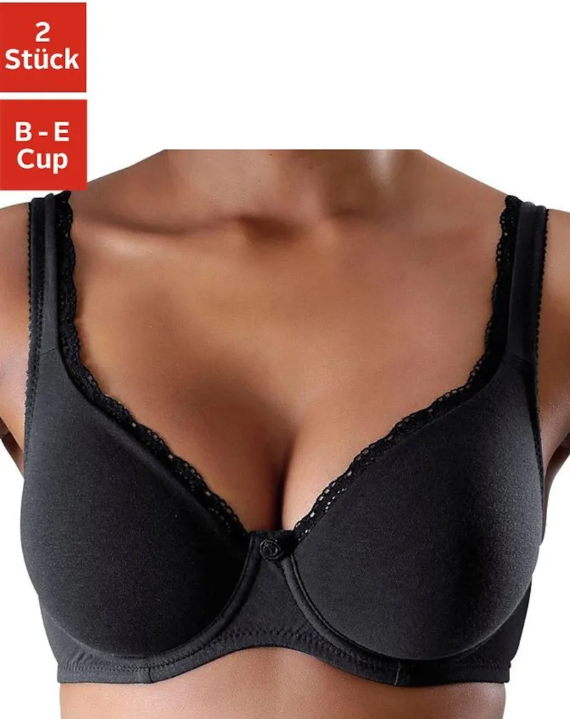 petite fleur by Lascana T-Shirt-BH, Schwarz+weiß, – Produktbild 1 von 2