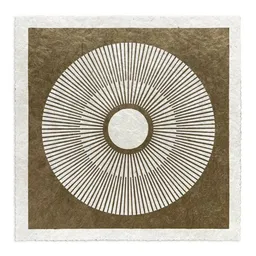 Veskor Cassiopeia Veskor Cassiopeia CENTRAL SUN SQUARE Sonnen Linoldruck | 22 × 22 cm | Gold auf Naturweiß – Produktbild 1 von 1