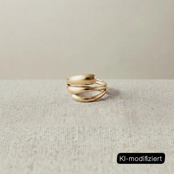 ELEKTROPULLI ELEKTROPULLI Größenverstellbarer Fine Round Triple Ring, Gold, – Produktbild 2 von 3