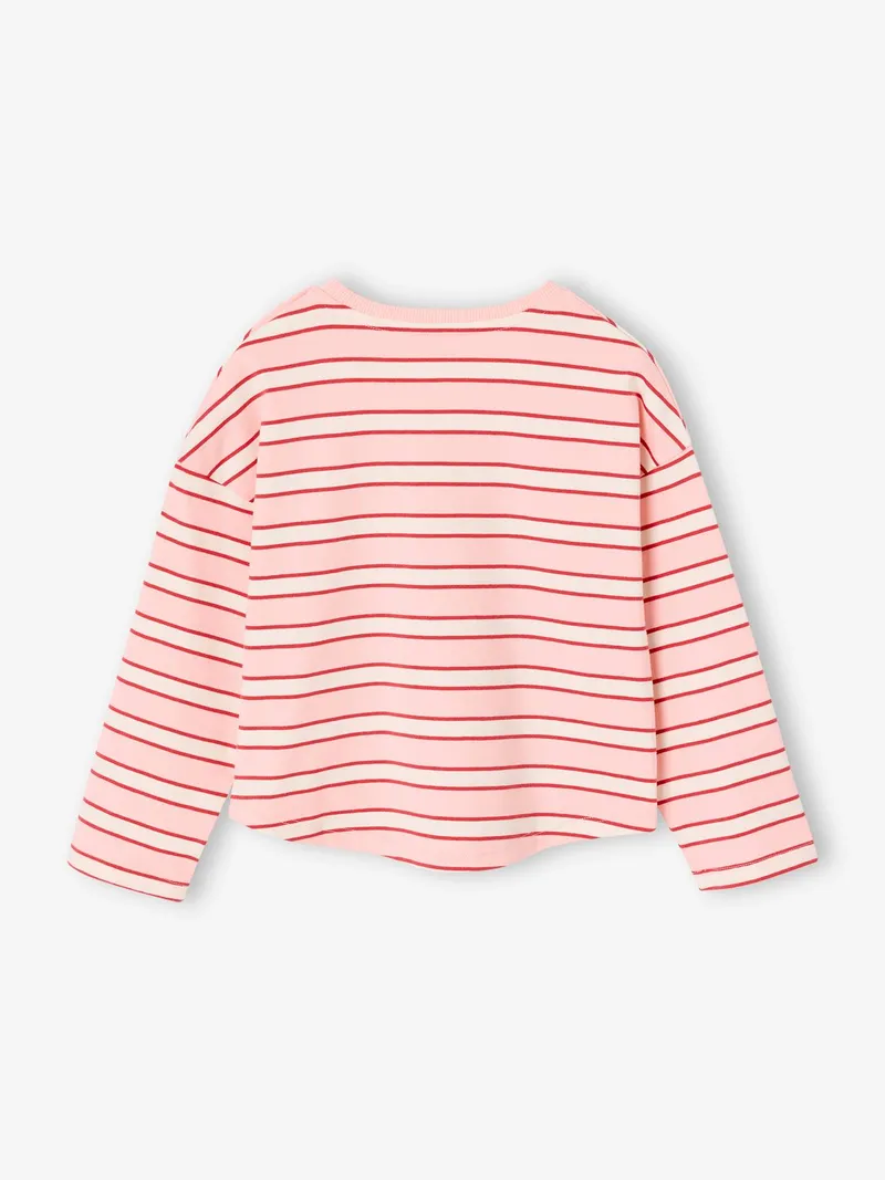 Vertbaudet Ringelshirt mit Herzknöpfen Mädchen bonbon, Bonbon rosa, – Produktbild 2 von 3