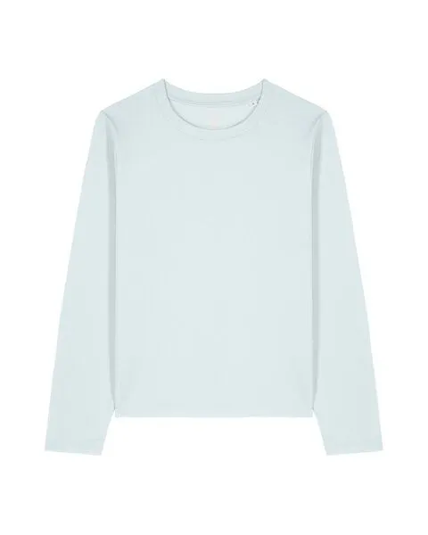 YTWOO YTWOO Basic Damen Langarmshirt aus 100% Biobaumwolle, Hellblau, – Produktbild 3 von 4