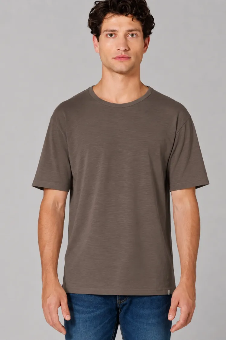 HempAge Hempage Herren vegan T-Shirt Aus Slub Jersey Staubbraun, Braun, – Produktbild 2 von 2