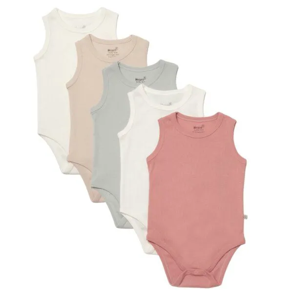 Biorganic Biorganic 5er-Pack Baby Body Unisex Ärmellos für Jungen und Mädchen, 100% Bio-Baumwolle, GOTS-zertifiziert, mit praktischen Druckknöpfen im Schritt, Multicolored (mehrfarbig), – Produktbild 1 von 3