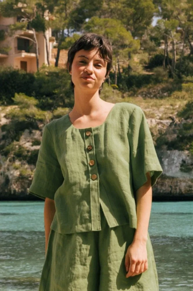 AmourLinen AmourLinen Damen vegan Top Maeve Matcha Grün, Grün, – Produktbild 2 von 2