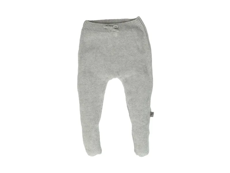 HANS NATUR Baby Hose mit Füßchen Baumwolle Strick hellgrau melange Gr.50/56, Grau, – Produktbild 1 von 2