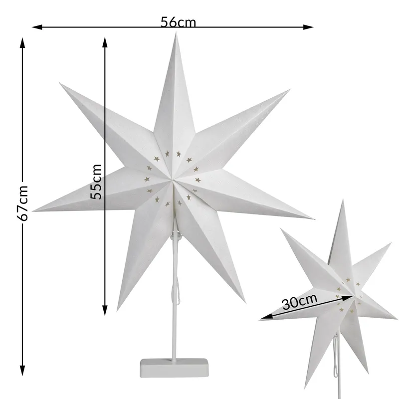 Casaria® Papierstern LED Weiß Ornament inkl Ständer, Weiß, – Produktbild 2 von 2