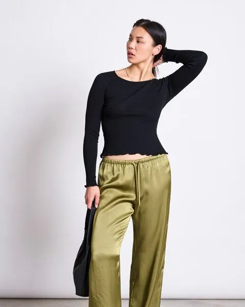 JAN N JUNE JAN N JUNE Minirib Longsleeve AVERSA, Schwarz, – Produktbild 1 von 1