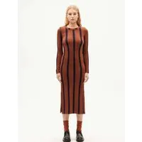 thinking mu thinking mu Woll-Kleid - Trash Gina - aus REFIBRA & Bio-Baumwolle, Braun-navy gestreift, – Produktbild 1 von 1