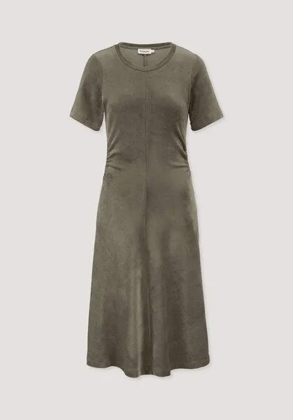 hessnatur hessnatur Samt-Jerseykleid kniebedeckend Slim aus TENCEL Modal mit Bio-Baumwolle, Silbergrün, – Produktbild 4 von 4
