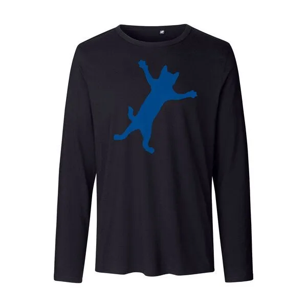 HANDGEDRUCKT HANDGEDRUCKT "Klammerkatze" Männer Longsleeve, Black, – Produktbild 2 von 3