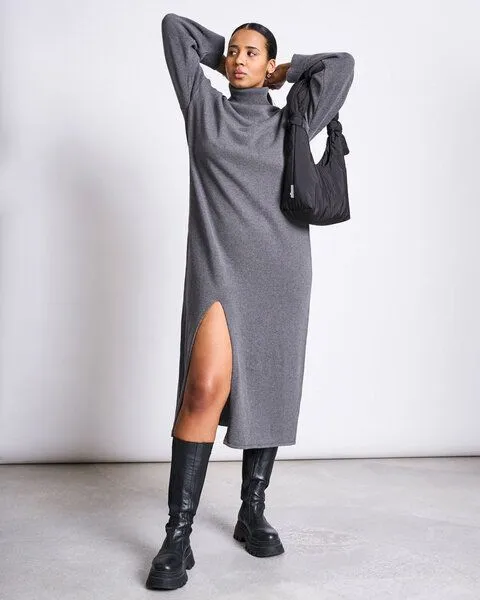 JAN N JUNE JAN N JUNE Strick Kleid INARI GOTS, Dark grey (grau), – Produktbild 3 von 4