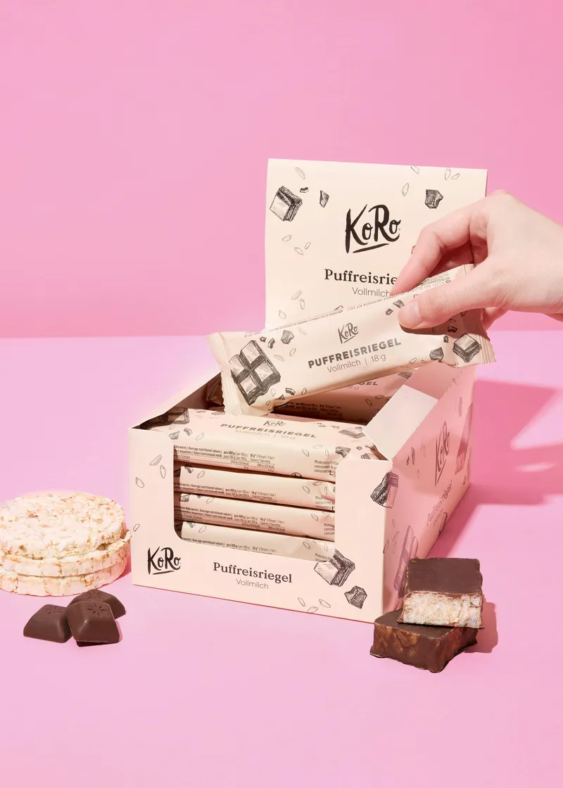 KoRo Puffreisriegel in Vollmilchschokolade 20 x 18 g – Produktbild 3 von 4
