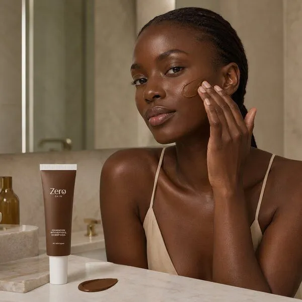 Zero Skin Zero Skin Foundation mit Peptiden, 50 Deep Cool - 30 ml, hydratisierend mit Hyaluronsäure & Aloe Vera, 50 deep cool, – Produktbild 2 von 4