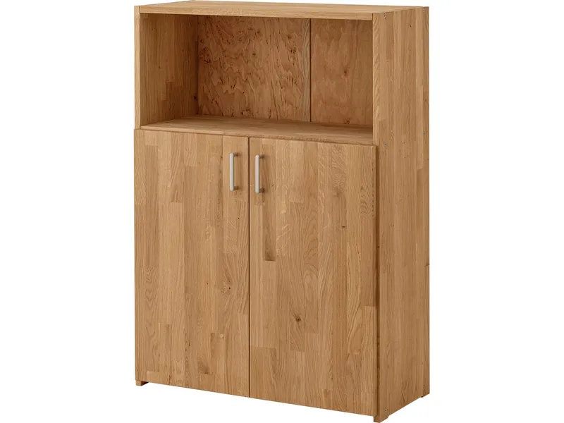 TPT Regalschrank "buxing solid" mit 2 kurz. Türen B 80 x T 33 x H 112 cm, gl. Front, Wildeiche – Produktbild 1 von 1