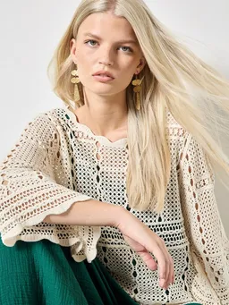Apricot Apricot Spitzenshirt Häkeloberteil mit Glockenärmeln – Produktbild 1 von 1