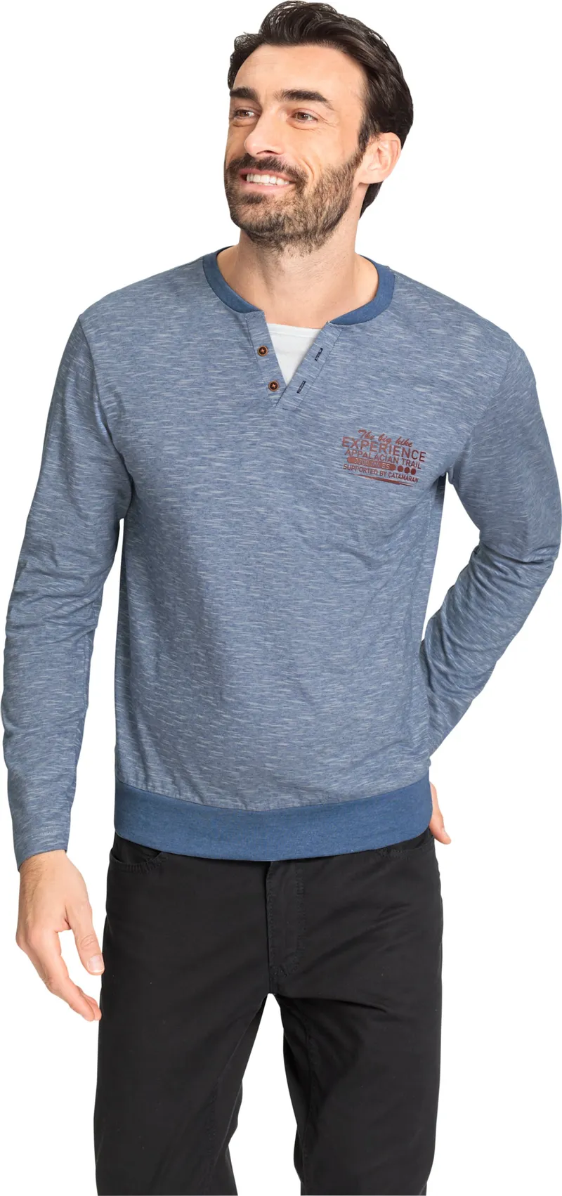 Catamaran Langarmshirt jeansblau-meliert, Jeansblau-meliert, – Produktbild 2 von 2