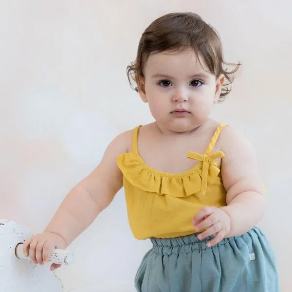 OrganicEra OrganicEra Bio-Hanf-Baby-Bodysuit mit Rüschen, Senf, – Produktbild 3 von 3