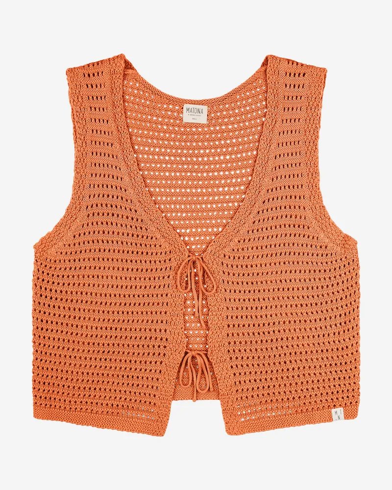 MATONA MATONA Damen vegan Weste Krawatte Dunkel Orange, Dunkelorange, – Produktbild 1 von 2