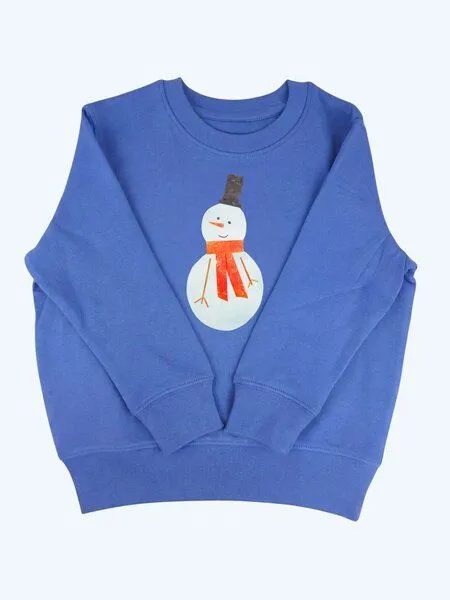 MelaDi MELAdi Kinder Sweater aus Biobaumwolle - Schneemann auf Aqua Blue – Produktbild 2 von 4